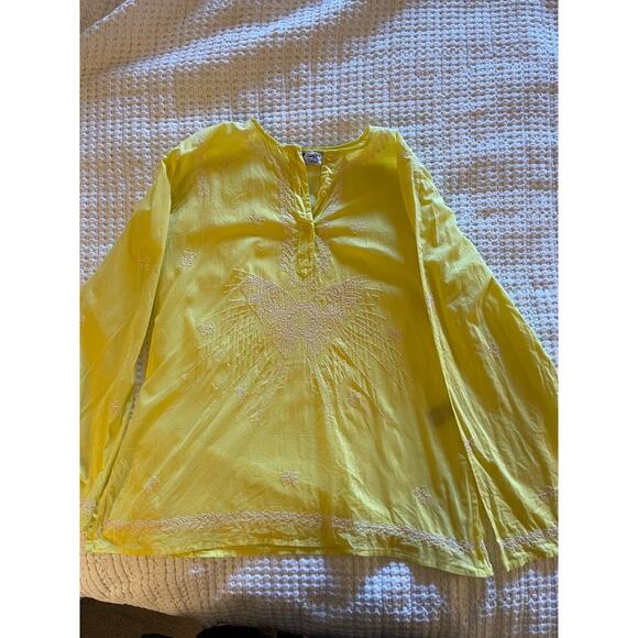 Anthropologie Antik Batik Embroidered Butterfly Cotton Artsy Boho Top Tunic M - Picture 4 of 10